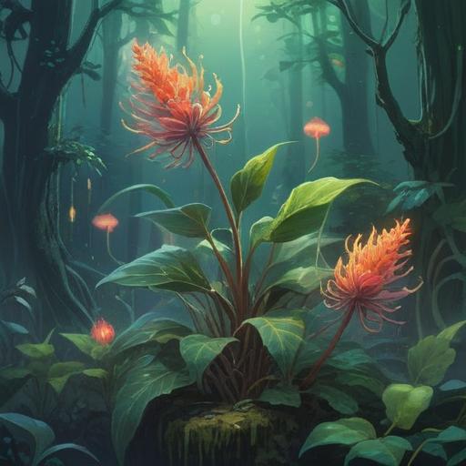 A serene illustration depicting a withering plant, symbolizing spiritual transformation, soft ethereal light surrounding the plant, a tranquil background with faint silhouettes of other plants, a sense of transition and introspection, delicate details emphasizing the fragility of life, 4k