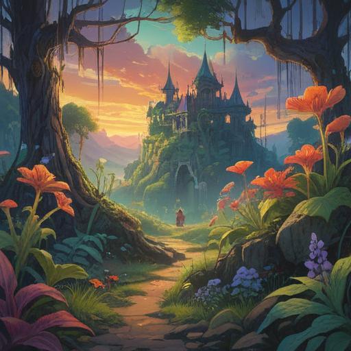 A mystical landscape depicting wilting plants, ethereal light, spiritual symbolisms, contrasting colors of decay and vibrancy, elements of nature in turmoil, surrounded by a serene atmosphere, offering a deep reflection on growth and stagnation, 4k