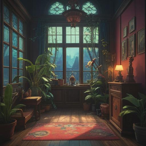 A mystical and serene illustration, wilted plants in a dimly lit room, ethereal light filtering through the windows, symbolic imagery representing spiritual signs, a gentle aura surrounding the plants, soft pastel colors, detailed textures of the soil and leaves, atmospheric depth, 4k