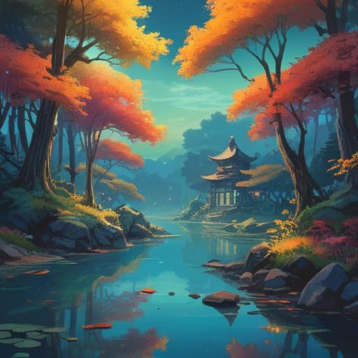 A spiritual scene featuring English words warning about caution, ethereal atmosphere, serene landscape, soft light filtering through trees, a calm river reflecting the sky, gentle wind rustling leaves, mystical symbols subtly incorporated, warm color palette, inviting yet cautionary mood, 4k