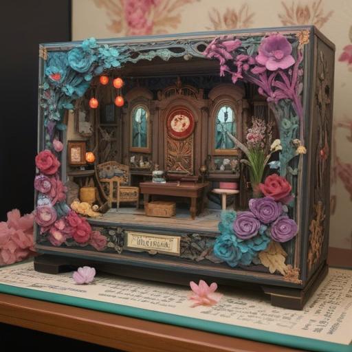 A beautifully crafted memory box, intricately decorated with flowers and vintage patterns, filled with small mementos like letters, photographs, and keepsakes, glowing softly in warm light, a cozy atmosphere, evokes nostalgia and sentimentality, showcasing the essence of preserving cherished memories, 4k