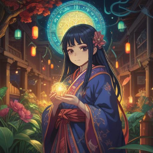 A mystical illustration featuring a spiritual lucky charm, vibrant colors, enchanting aura, symbols of good fortune, surrounded by ethereal light, intricate design, serene nature backdrop, hope and positivity radiating, 4k