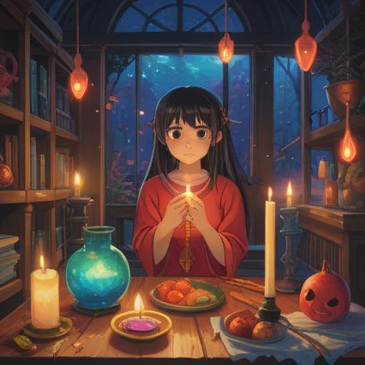 A serene, spiritual setting featuring various spiritual items for heart clearing, calming colors, soft lighting, incense and candles, crystals shining in the sunlight, peaceful meditation space, lush greenery surrounding the area, harmonious atmosphere, inviting and tranquil environment, 4k