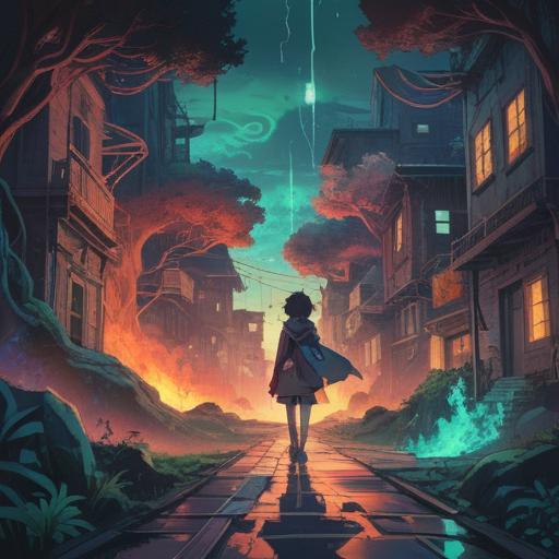 A surreal illustration depicting a person at a crossroads, symbolic and ethereal atmosphere, shadows representing past struggles, a luminous aura around the figure, vibrant colors illustrating hope and uncertainty, intricate details in the surrounding landscape, spiritual symbols subtly integrated into the scenery, 4k