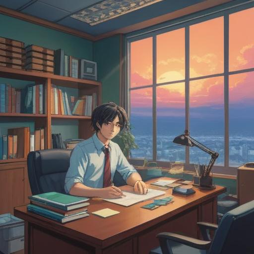 A serene illustration depicting a person in an office, feeling relieved and peaceful, surrounded by calming light, symbolic representations of freedom and life balance, gentle nature elements breaking through the office environment, ethereal imagery reflecting inner growth and spiritual awakening, soft color palette, 4k