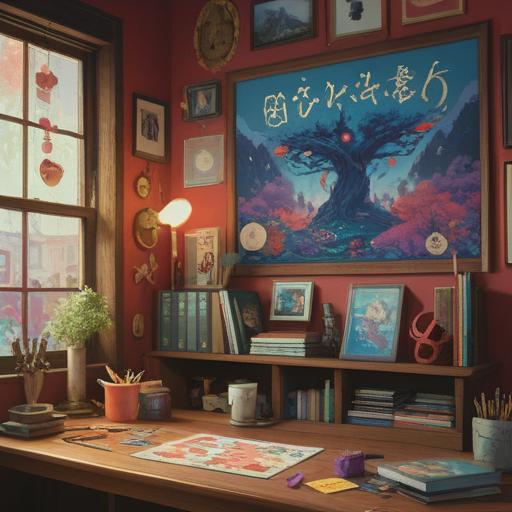 A whimsical illustration depicting a desk with a lucky charm, vibrant colors, an inspiring motivational poster on the wall, a calendar showing a day off, an office plant thriving in the sunlight, a sense of relief and joy in the atmosphere, detailed textures, 4k