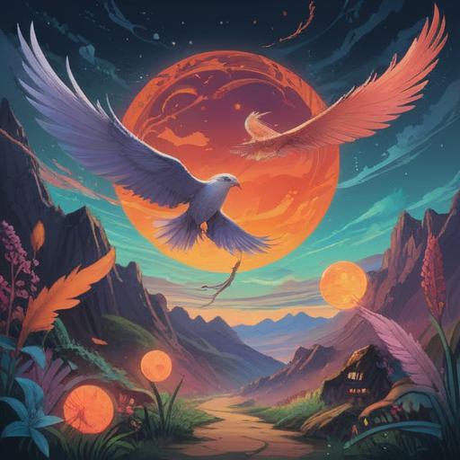 A serene and ethereal landscape, featuring a gentle light descending from above, symbols of positive spiritual signs like feathers and glowing orbs, an open sky filled with soft clouds, a tranquil forest in the foreground, a sense of guidance and enlightenment, harmonious colors, inviting atmosphere, reflective elements, 4k