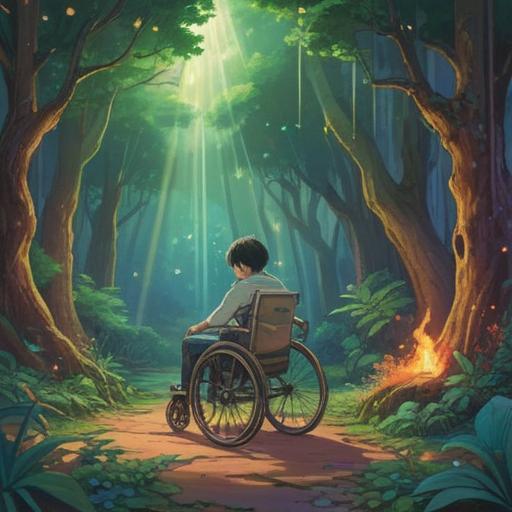 A serene illustration depicting a parent with a disability, surrounded by ethereal light, symbols of hope, and nurturing energy, soft natural scenery, warm and comforting atmosphere, embracing the connection between parent and child, spiritual elements like feathers and glowing orbs, 4k