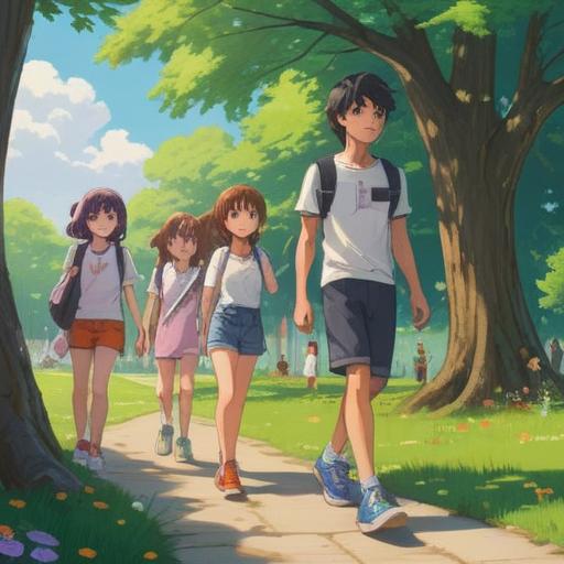 A vibrant and uplifting illustration depicting a diverse group of friends enjoying a sunny day in a park, engaging in various fun activities like picnicking, playing games, and sharing laughter, bright colors, cheerful expressions, harmonious interactions, surrounded by blooming flowers and green trees, conveying a sense of joy and positivity, 4k