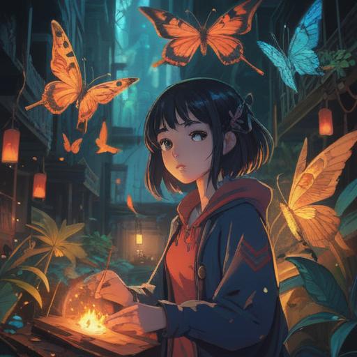 A serene scene depicting a person surrounded by faint, glowing symbols, symbols representing spiritual signs like feathers and butterfly, a sense of urgency on their face, vivid natural elements like flowing water and trees in the background, soft light filtering through the leaves, capturing the tension between anxiety and awareness, highlighting the hidden spiritual messages, 4k