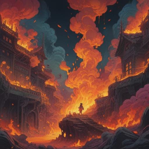 A mystical scene depicting the spiritual significance of a burnt smell, ethereal figures emanating warmth and light, swirling smoke forming abstract shapes, deep connection to the unseen, emotions of transformation and release, ancient symbols in the background, serene yet intense atmosphere, 4k