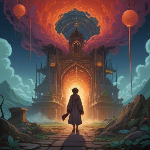 A serene landscape depicting the spirit of the deity Sukunahikona, gentle light illuminating the surroundings, symbolic elements representing good omens, lush greenery and flowing water, ethereal connection to nature, tranquil atmosphere, harmonious balance, intricate details showcasing cultural significance, 4k