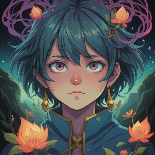 A spiritual interpretation of a pimple near the nostril, symbolic representation of personal growth, self-reflection themes, ethereal colors, connection with inner emotions, abstract shapes representing energy flow, calm and serene atmosphere, focus on the facial features and expressions, 4k