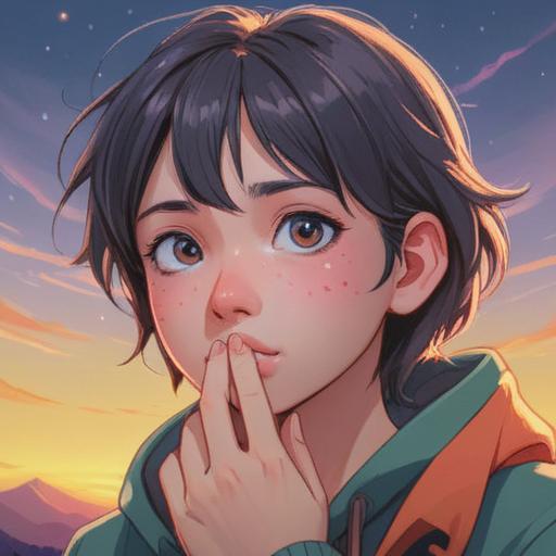 A serene illustration of a person gently touching their nose, small blemishes visible on the nostrils, surrounded by soft pastel colors, ethereal light radiating from the skin, symbolism of spiritual growth and self-reflection, calm and meditative atmosphere, detailed facial features, 4k