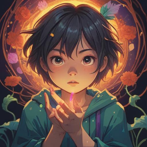 A serene illustration depicting a small injury on a person's hand, glowing softly, surrounded by ethereal light, symbolizing spiritual growth and healing, elements of nature like flowers and butterflies, a calm and positive atmosphere, 4k