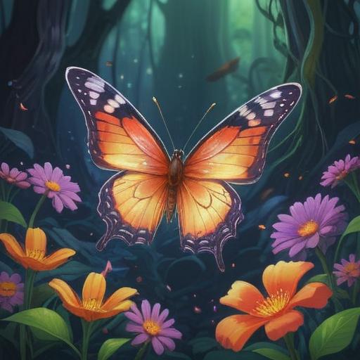 A small butterfly gently landing on a blooming flower, symbolizing a spiritual good sign, ethereal light surrounding the butterfly, colorful and vibrant garden setting, serene atmosphere, soft glow, intricate details on the butterfly’s wings, peaceful interaction with nature, harmonious coexistence, 4k