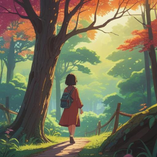 A serene and uplifting scene depicting a person experiencing a moment of happiness, vibrant colors, soft sunlight filtering through trees, a gentle breeze rustling leaves, an uplifting environment, joyful expressions, symbols of luck like four-leaf clovers or lucky charms, a sense of peace and relief from jealousy, harmonious atmosphere, 4k