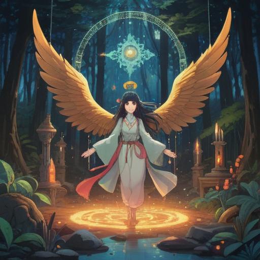 A serene illustration depicting various spiritual signs for receiving help, ethereal symbols floating in the air, a calm environment, soft light illuminating the signs, a person contemplating their surroundings, surrounded by nature, a gentle breeze rustling the leaves, a mystical atmosphere, subtile colors, clear focus on the signs, 4k