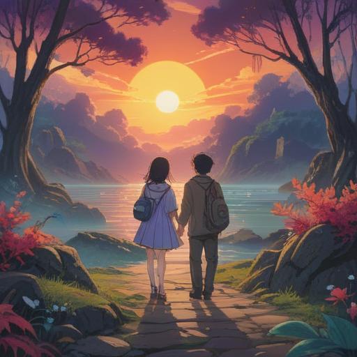 A serene and mystical scene depicting a first encounter, gentle light illuminating the faces of two individuals, a feeling of nostalgia in the air, subtle spiritual elements like glowing orbs or soft, swirling mist, warm colors, an ethereal background with hints of nature, conveying connection and understanding, emotional expressions, inviting atmosphere, 4k