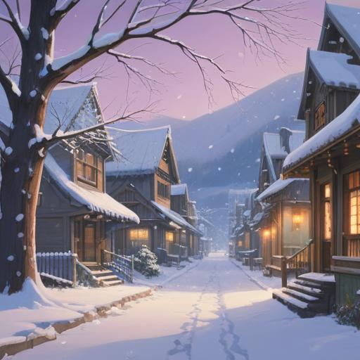 A serene winter landscape, soft white snow covering the ground, first snowflakes falling gently from the sky, ethereal lighting, tranquil atmosphere, spiritual essence represented by glimmering lights in the snow, a peaceful figure meditating in the foreground, surrounded by snow-covered trees, symbolic imagery of new beginnings and purity, 4k