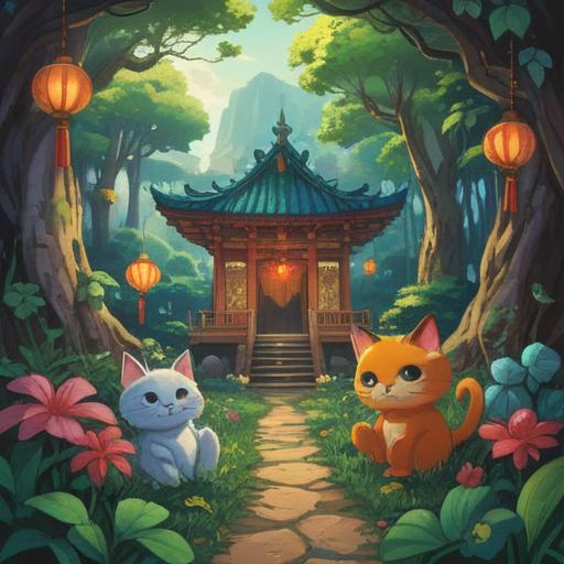 A vibrant illustration of lucky objects that enhance fortunate encounters, various talismans like four-leaf clovers and lucky cats, surrounded by an aura of positivity, bright colors, whimsical designs, cheerful atmosphere, intricate details in each object, inviting and uplifting scene, harmonious composition, 4k