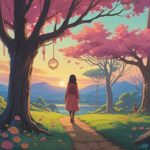 A serene and uplifting illustration depicting spiritual signs following the vernal equinox, vibrant spring blossoms, gentle light filtering through trees, symbols of hope and renewal, ethereal glow surrounding nature, tranquil atmosphere, harmonious balance of nature and spirituality, 4k