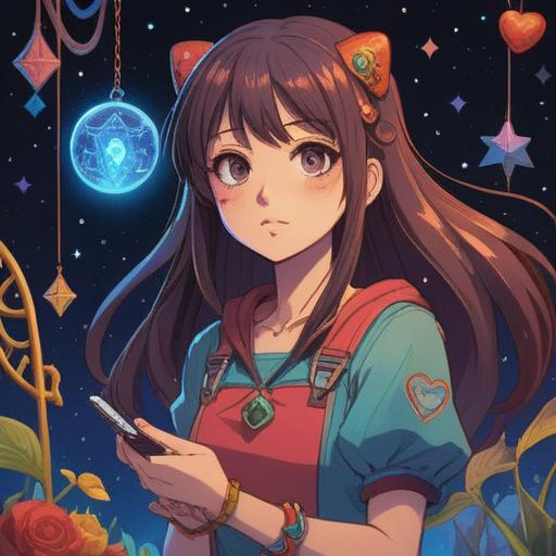 A vibrant illustration of a person wearing a lucky accessory, surrounded by symbols of new encounters like stars and hearts, colorful bracelets and necklaces shining brightly, a festive atmosphere, joyful expressions on faces, urban park setting with people mingling, hopeful and cheerful vibes, 4k