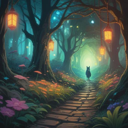 A mystical scene representing spiritual signs of impending encounters, ethereal lights illuminating a forest path, symbolic animals appearing in the background, soft glowing orbs floating nearby, vibrant colors conveying a sense of anticipation, a silhouette of a person looking towards the horizon, serene and peaceful atmosphere, 4k