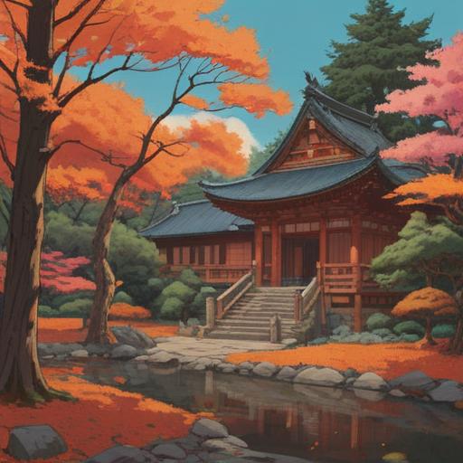 A serene depiction of Izumo Taisha, surrounded by ancient trees, autumn leaves gently falling, representing the spiritual significance of Kanazuki, a gathering place for deities, soft morning light illuminating the shrine, tranquil atmosphere, detailed architecture, rich cultural elements, 4k