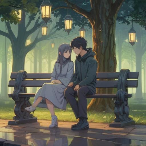 A thought-provoking illustration depicting the spiritual significance of gray divorce, a serene couple sitting on a park bench, reflections of their past intertwined with vibrant energy flows, symbols of personal growth and transformation surrounding them, contrasting emotions expressed on their faces, a peaceful yet contemplative atmosphere, enlightening elements representing freedom and new beginnings, 4k