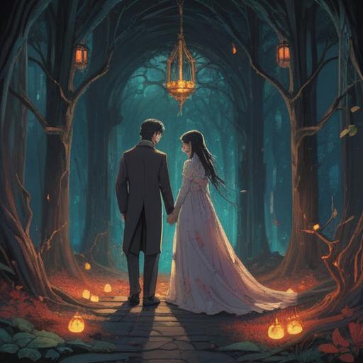 A symbolic illustration depicting an unblessed marriage, eerie atmosphere, hidden spiritual signs, subtle shadows, contrasting emotions, foreboding symbols like broken rings and wilted flowers, mysterious figures lurking in the background, somber color palette, thought-provoking imagery, 4k