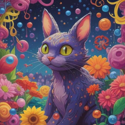 A whimsical illustration of a cartoonish creature happily surrounded by colorful swirls of aromatic scents, vibrant flowers and playful bubbles floating around, bright and cheerful setting, playful expressions, lighthearted ambiance, 4k