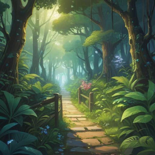 A serene illustration of a pathway surrounded by ethereal light, symbolic of career opportunities, gentle whispers of guidance in the air, lush greenery representing growth and new beginnings, delicate symbols of good fortune and connections, peaceful atmosphere, soft glowing orbs signifying spiritual guidance, 4k
