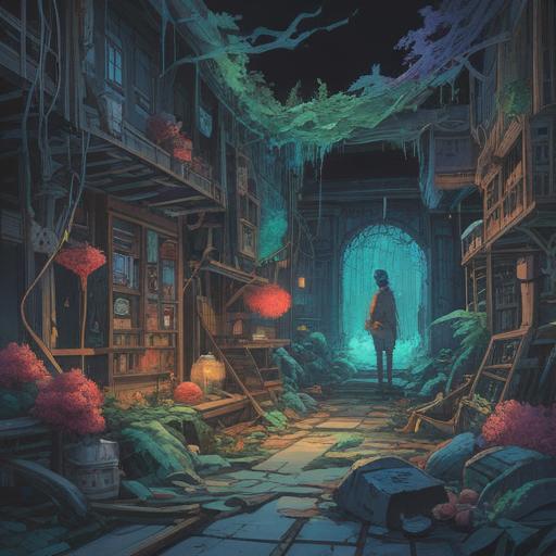 A thought-provoking illustration depicting the struggles of job hunting, abstract representation of anxiety and uncertainty, ethereal elements symbolizing spiritual growth, swirling colors to convey emotions, a person sitting in contemplation amidst a chaotic environment, surrounded by symbols of opportunity and focus, encouraging atmosphere, hint of hope in the background, 4k