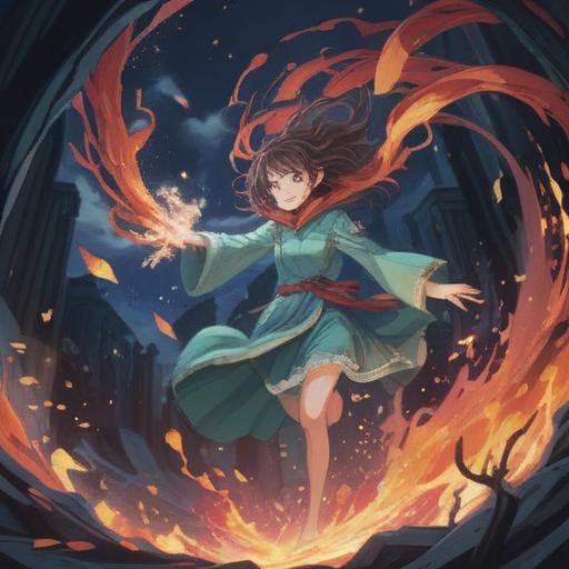 A mystical scene depicting the spiritual meaning of destruction, ethereal energies swirling around, objects breaking apart in slow motion, a serene figure observing the chaos, vibrant colors symbolizing transformation, contrasting darkness and light, symbolic elements representing change, dreamlike atmosphere, digital art