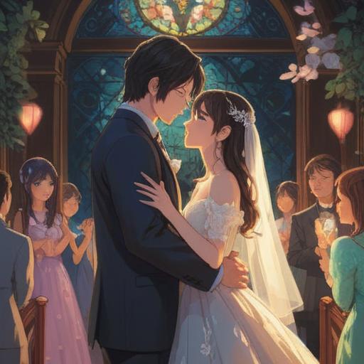 A serene illustration of a person observing their friends getting married, surrounded by soft ethereal light, symbolic representations of love and connection, a sense of introspection and reflection, gentle pastel colors, dreamlike background with subtle floral elements, 4k