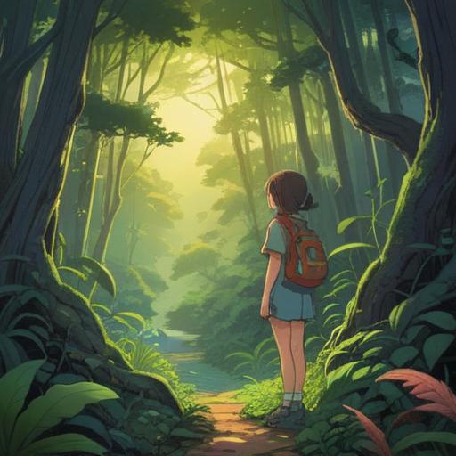 A serene illustration depicting a person standing at the edge of a lush forest, contemplating a winding path that leads to a bright horizon, symbols of mindfulness and clarity surrounding them, a gentle breeze rustling leaves, soft sunlight filtering through trees, a sense of tranquility and hope, harmonious colors, detailed textures of nature, warm atmosphere, conveying a journey of mental clarity and self-discovery, 4k