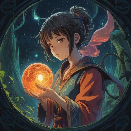 A mystical illustration depicting spiritual growth, an ethereal figure with a glowing orb at the back of the neck, symbolizing energy blockage, serene environment with soft light, nature elements surrounding, intricate patterns in the background, a sense of healing and transformation, vibrant colors, 4k