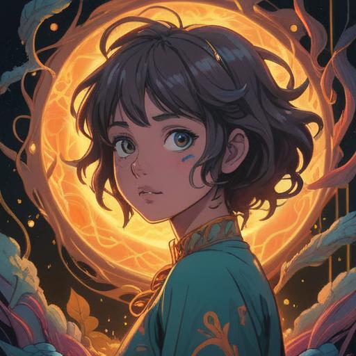 A mystical and serene illustration depicting a person with a noticeable growth on the back of their neck, surrounded by ethereal light, symbolic elements representing spiritual awakening, soft glowing auras, tranquil nature background, harmony and positivity, captivating spiritual symbols, 4k