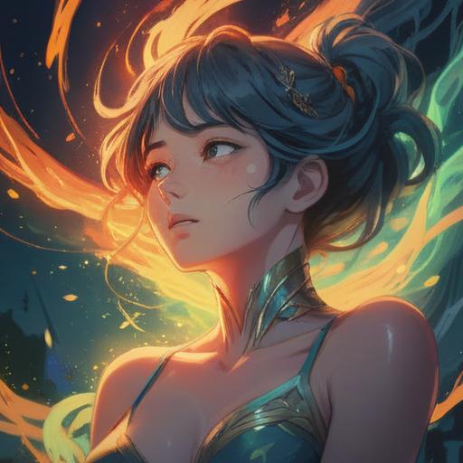 A serene illustration depicting a person experiencing right-side neck and shoulder pain, ethereal light surrounding the affected area, symbolic representation of energy flow, calming and spiritual atmosphere, gentle colors, subtle metaphors of healing and balance, mystical elements intertwining with the human form, 4k