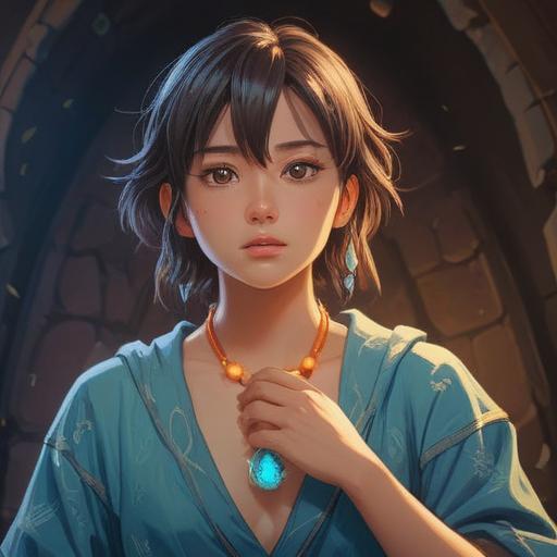 A serene illustration of a lucky stone placed gently on a person's neck and shoulders, soft glow emanating from the stone, calm ambiance, soothing colors that represent healing, gentle hands massaging the area, picturesque indoor setting with greenery, peaceful expressions, 4k