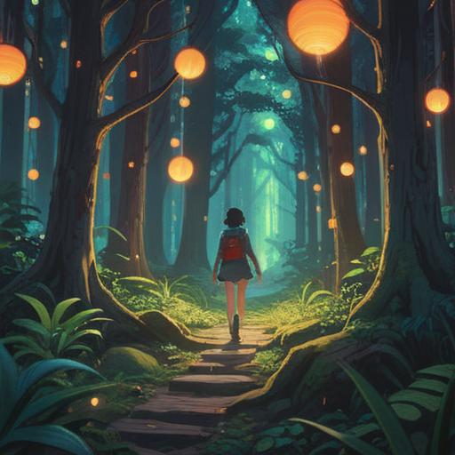 A serene and mystical scene depicting a person experiencing neck spasms in a tranquil forest, surrounded by glowing orbs of light symbolizing spiritual energy, gentle sunlight filtering through the trees, a sense of peace and enlightenment in the air, vibrant colors, ethereal atmosphere, 4k