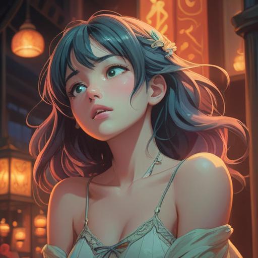 A serene and ethereal scene depicting a woman gently touching her neck, showcasing clear skin transitioning to slight texture, soft light illuminating her face, surrounded by ethereal elements like subtle sparkles and glowing orbs, symbolic representations of spiritual awakening and healing, a calm and reflective expression, tranquil background with soft colors, 4k