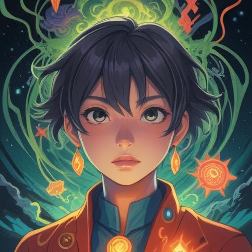 A serene illustration depicting the warmth around a person's neck, glowing energy emanating from the skin, spiritual symbols surrounding, a calming aura, nature in the background, soft light filtering through trees, a peaceful expression on the person's face, harmony and balance, 4k