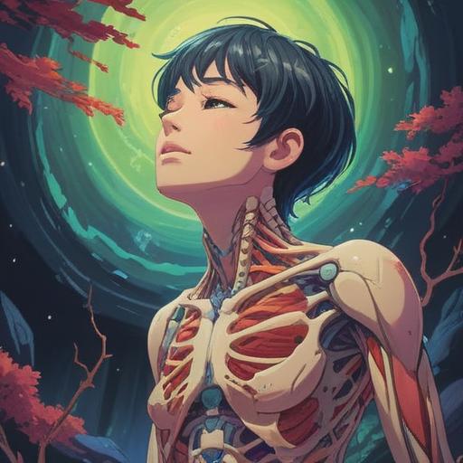 A serene illustration depicting a person experiencing neck and shoulder pain, ethereal colors, subtle light emanating from the body, symbolic representation of energy blockages, gentle aura surrounding the individual, peaceful environment with natural elements, warm and calming atmosphere, conveying emotional and spiritual healing, 4k