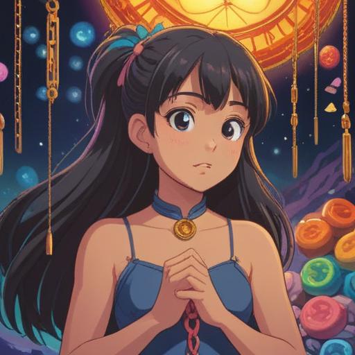 A comforting scene featuring a person gently massaging their neck and shoulders, surrounded by various lucky charms and talismans, soft light filtering through, serene atmosphere, nature elements like soothing plants and calming colors, tranquil expressions, emphasis on relaxation and healing, 4k