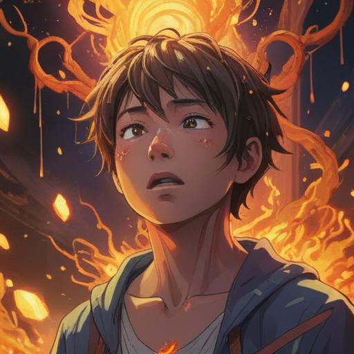 A close-up of a person with a healing neck burn, surrounded by glowing spiritual symbols, soft light emanating from the burn area, a serene expression on their face, surrounded by nature, hints of energy flow, tranquility and inner peace, bright colors, ethereal atmosphere, 4k