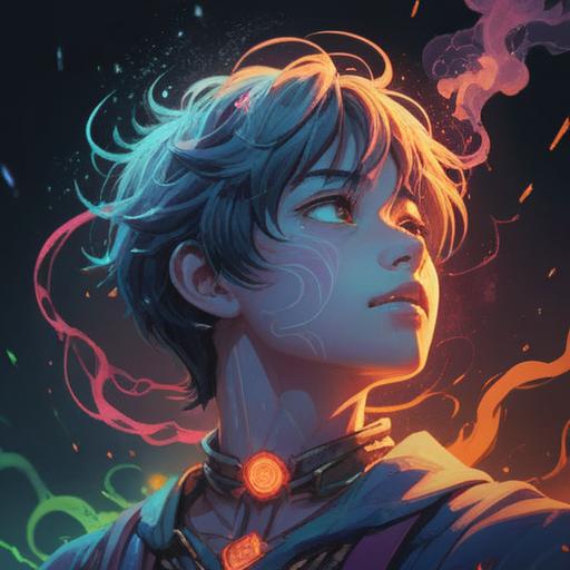 A mystical illustration depicting a glowing lump on a person's neck, surrounded by ethereal light, symbols of spirituality floating around, serene expression on the person's face, nature elements like flowers and trees in the background, soft colors, harmonious atmosphere, intricate details, 4k