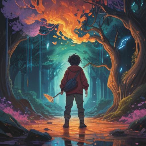 A spiritual representation of a person overwhelmed by alcohol, deep introspection, contrasting emotions, swirling spirits embodying the effects of drinking, ethereal atmosphere, fleeting memories, haunting shadows, vibrant colors, symbolic imagery, exploring the duality of pleasure and pain in a surreal environment, 4k