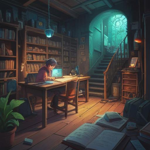 A serene and contemplative scene, a person searching for a lost notebook, surrounded by soft, ethereal light, symbolic of introspection and personal growth, nature elements like trees and flowers representing renewal, a sense of calm and reflection in the air, 4k